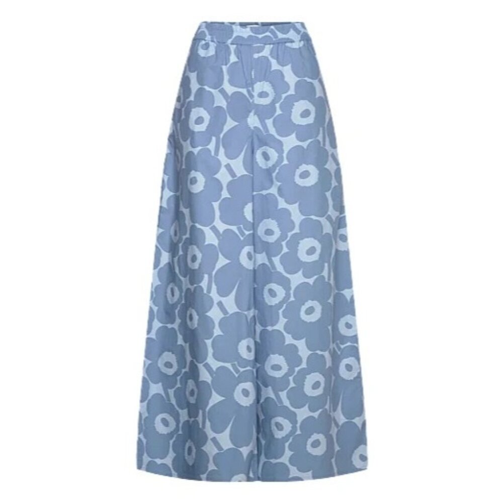 Marimekko Blue Floral Wide-Leg Pants